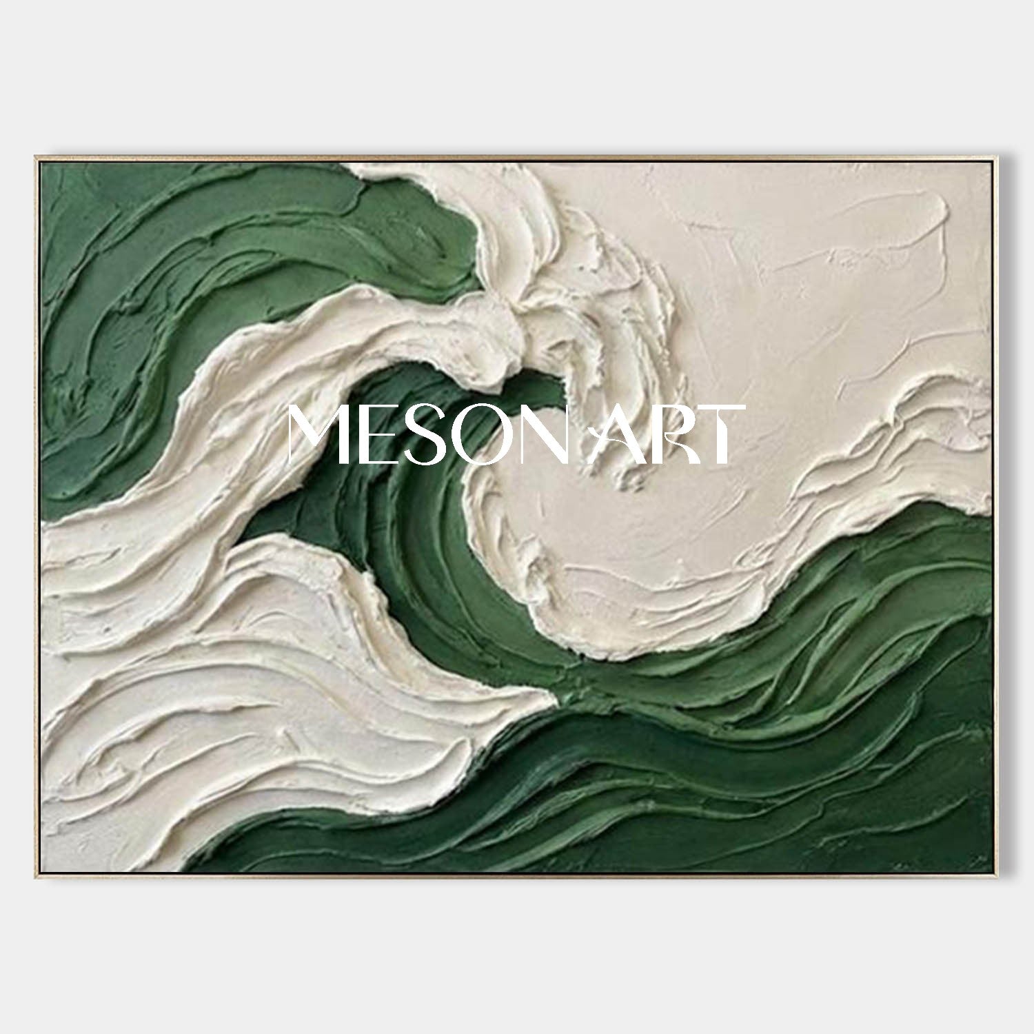 Dark Green Crashing Wave Canvas Large Ocean Abstract Art Moody Coastal Decor